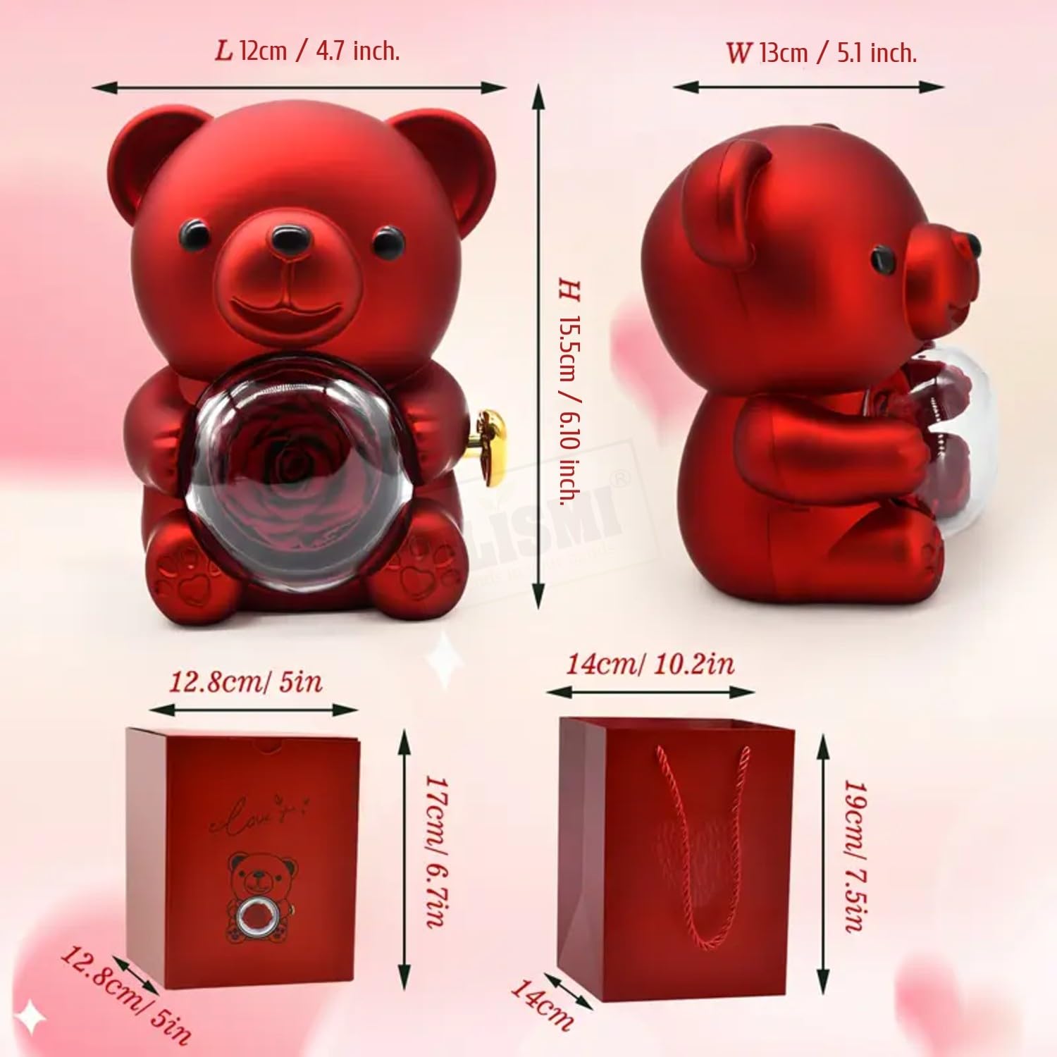 Red Teddy Bear with Necklace – Romantic Gift for Valentine’s Day, Anniversary & Birthday