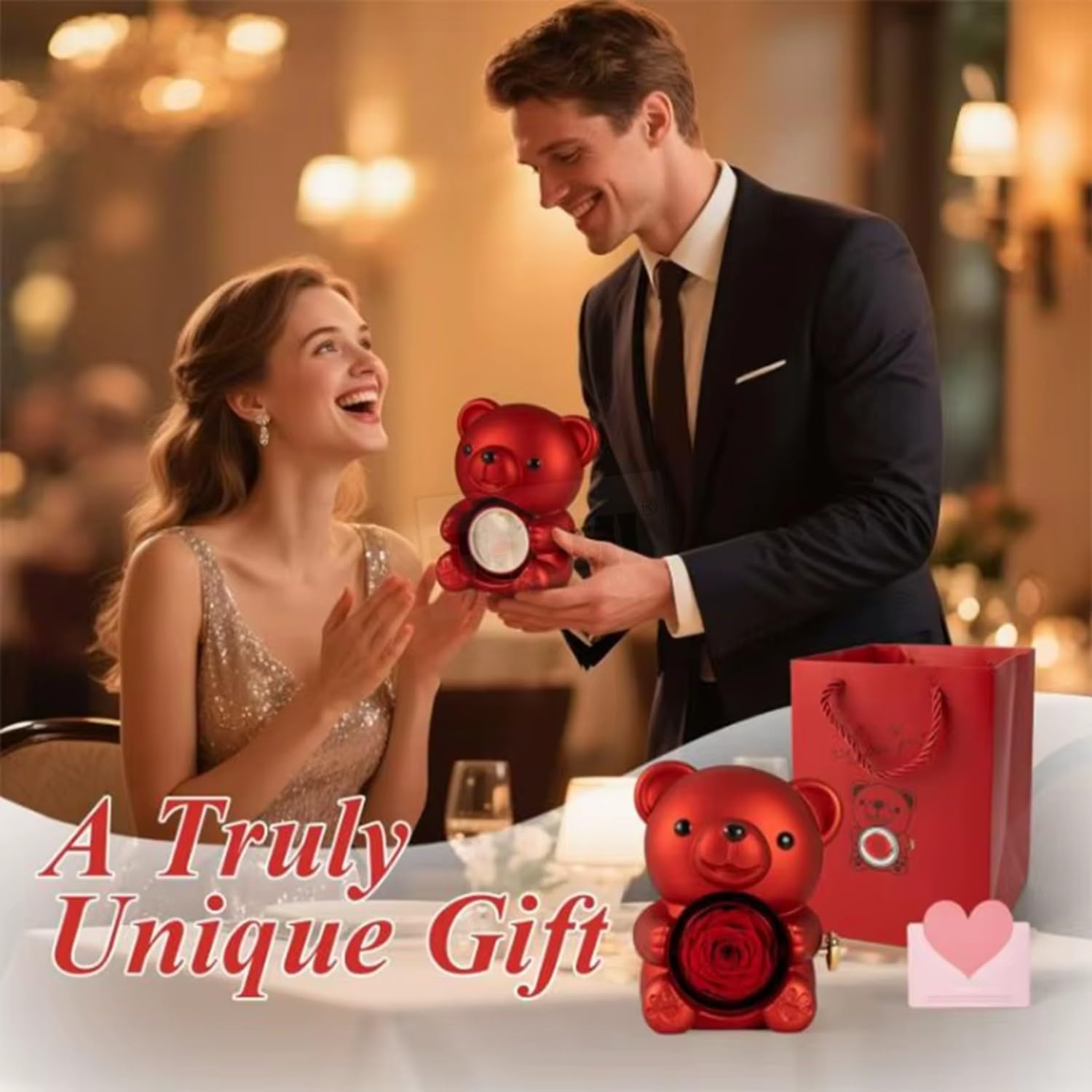 Red Teddy Bear with Necklace – Romantic Gift for Valentine’s Day, Anniversary & Birthday