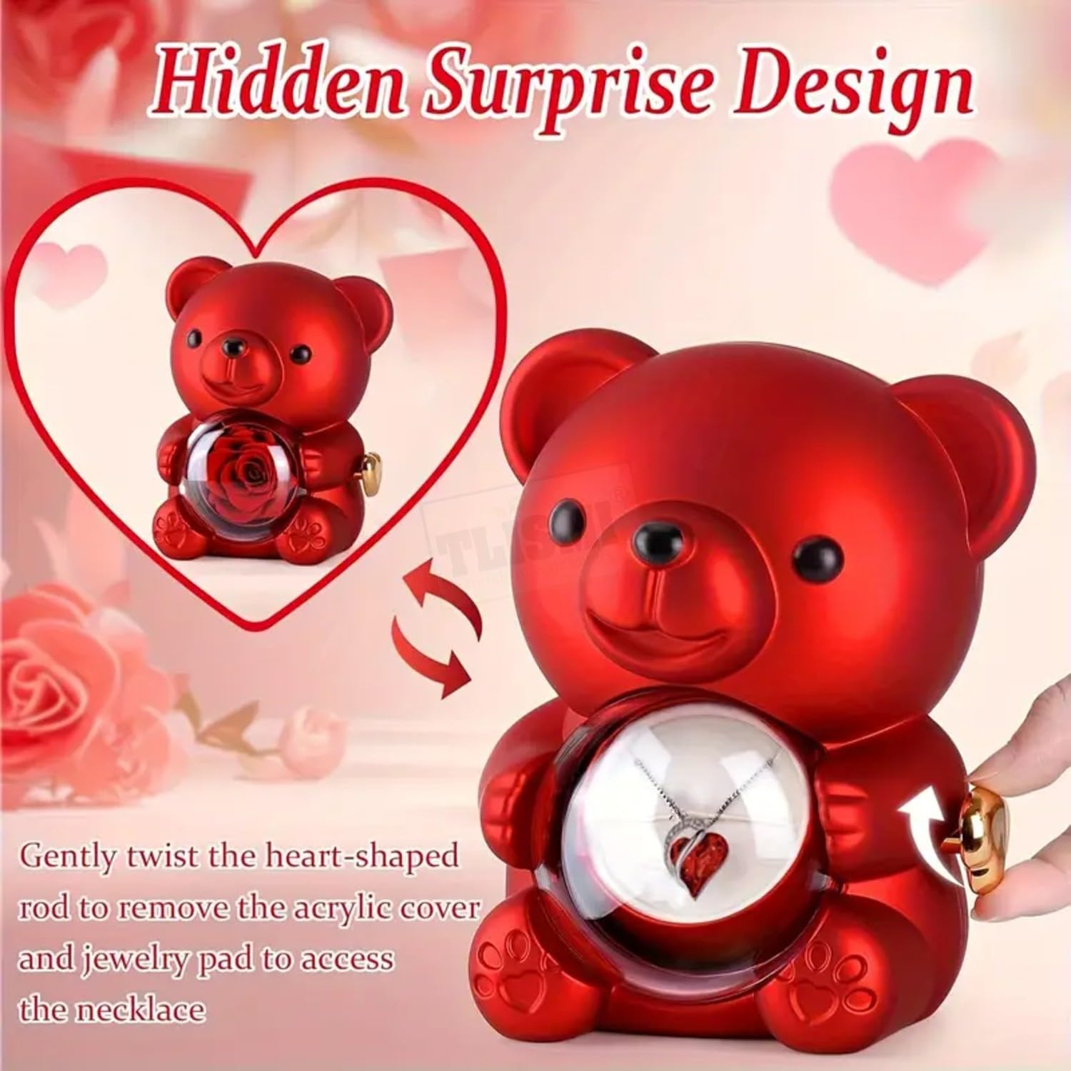 Red Teddy Bear with Necklace – Romantic Gift for Valentine’s Day, Anniversary & Birthday