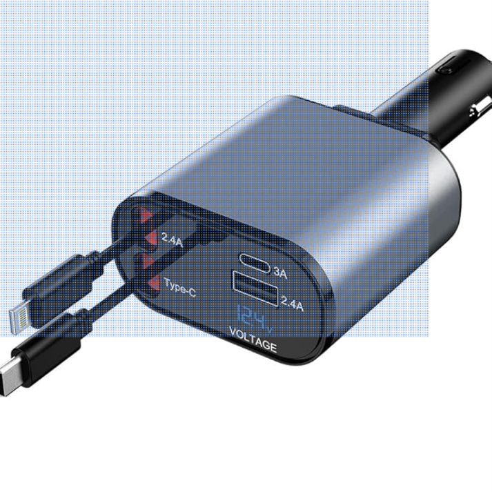 AutoCharge Flex – 4-in-1 Retractable Car Charger with Fast Charging