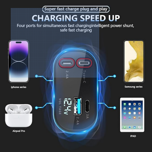 AutoCharge Flex – 4-in-1 Retractable Car Charger with Fast Charging