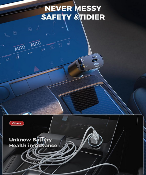 AutoCharge Flex – 4-in-1 Retractable Car Charger with Fast Charging